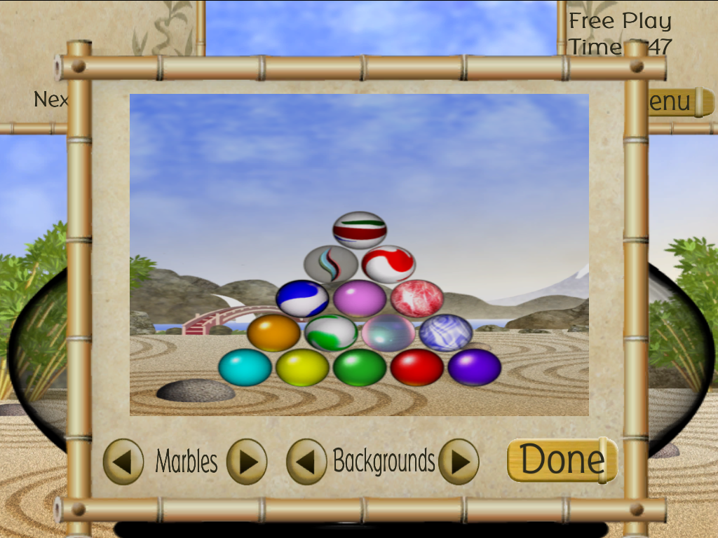 Jar of Marbles (Windows) screenshot: Customizing the marbles and/or background.