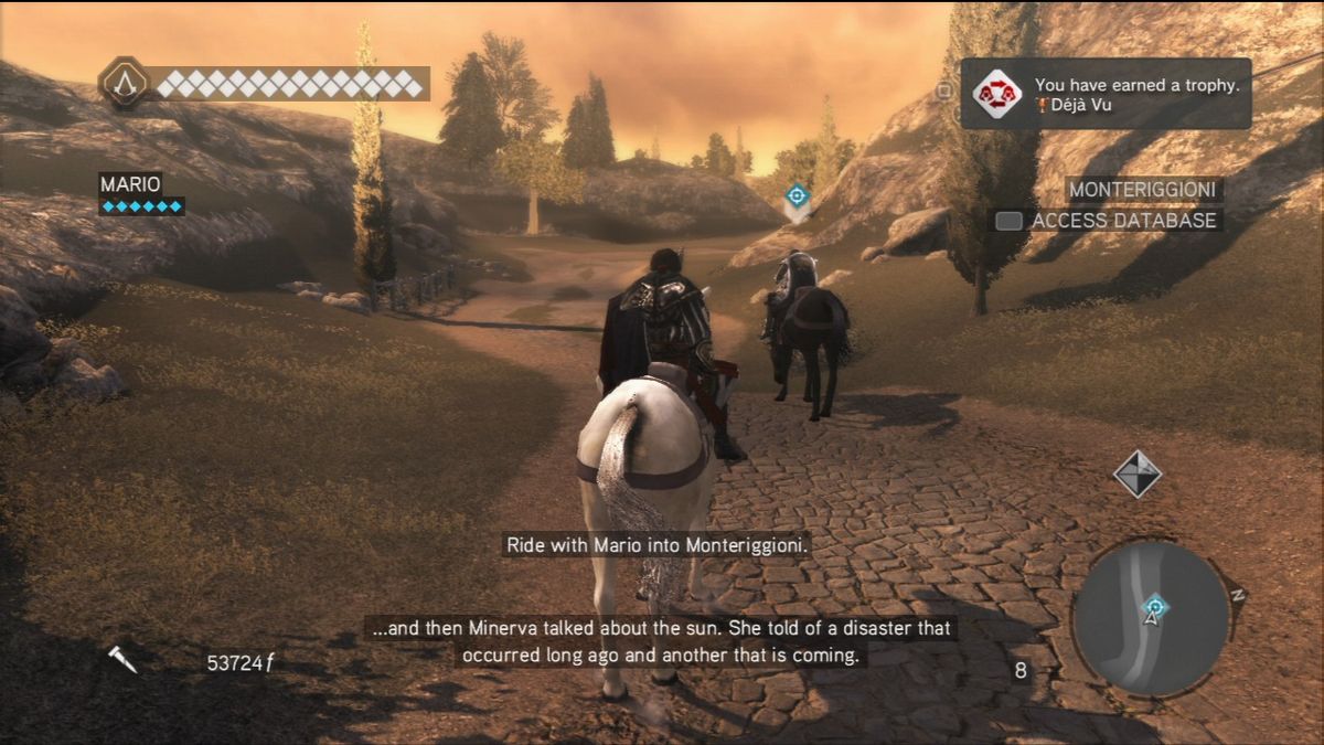 Assassin's Creed: Brotherhood (PlayStation 3) screenshot: Returning to Monteriggioni, the home you built in Assassin's Creed II.