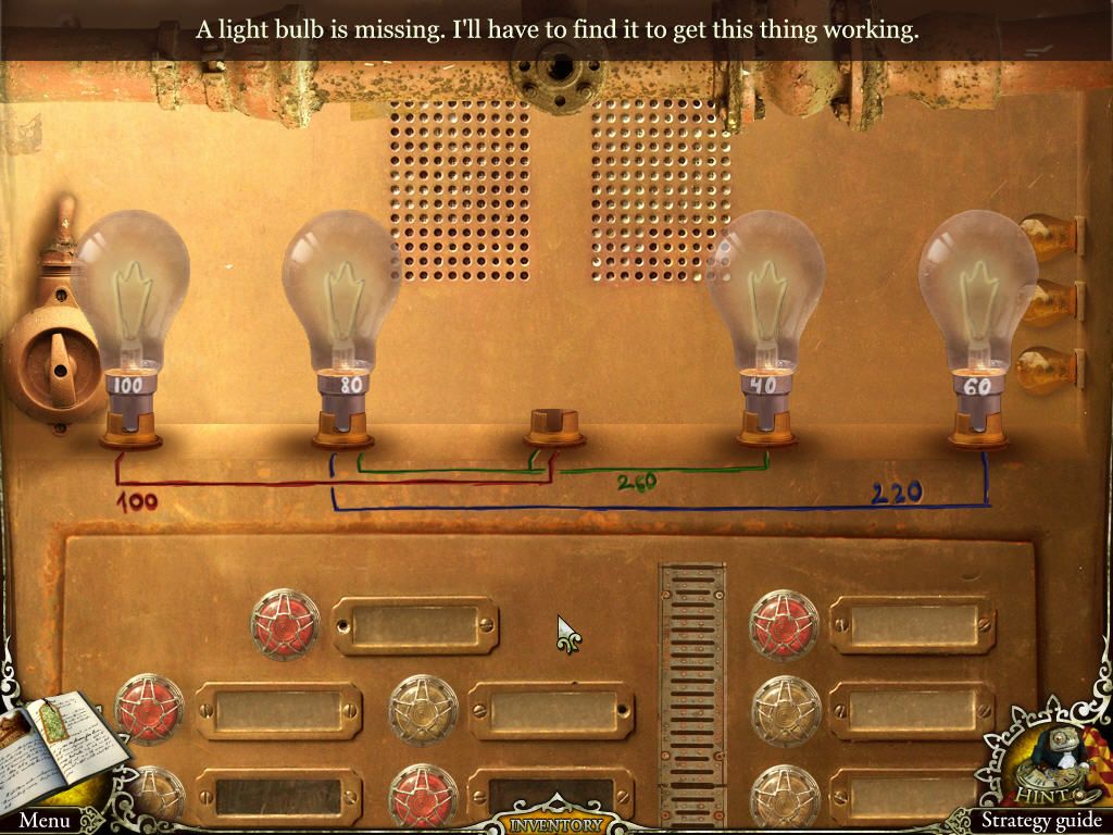 Mystery Trackers: The Void (Windows) screenshot: Power light bulb puzzle
