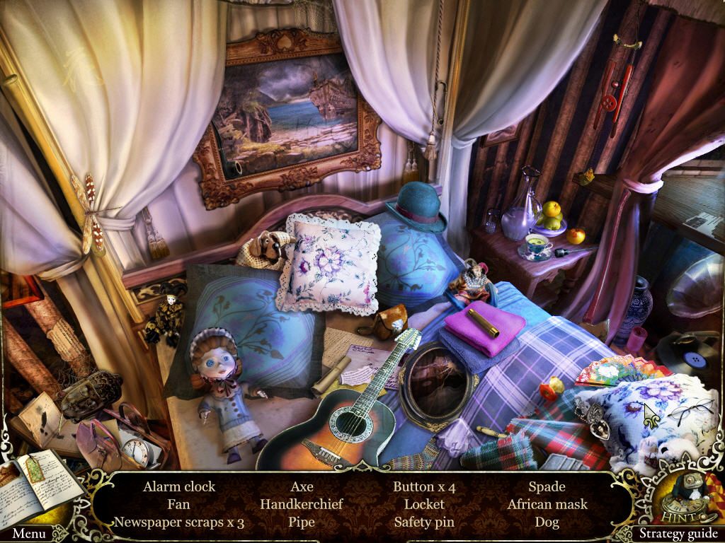 Mystery Trackers: The Void (Windows) screenshot: Bedroom bed - objects