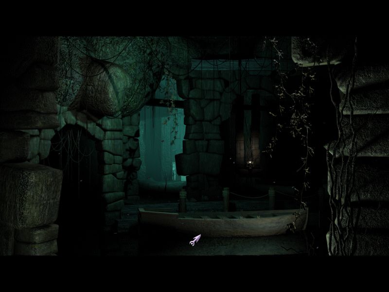 Tomb of Zojir: Last Half of Darkness (Windows) screenshot: You arrive in the small boat. Gameplay starts here.