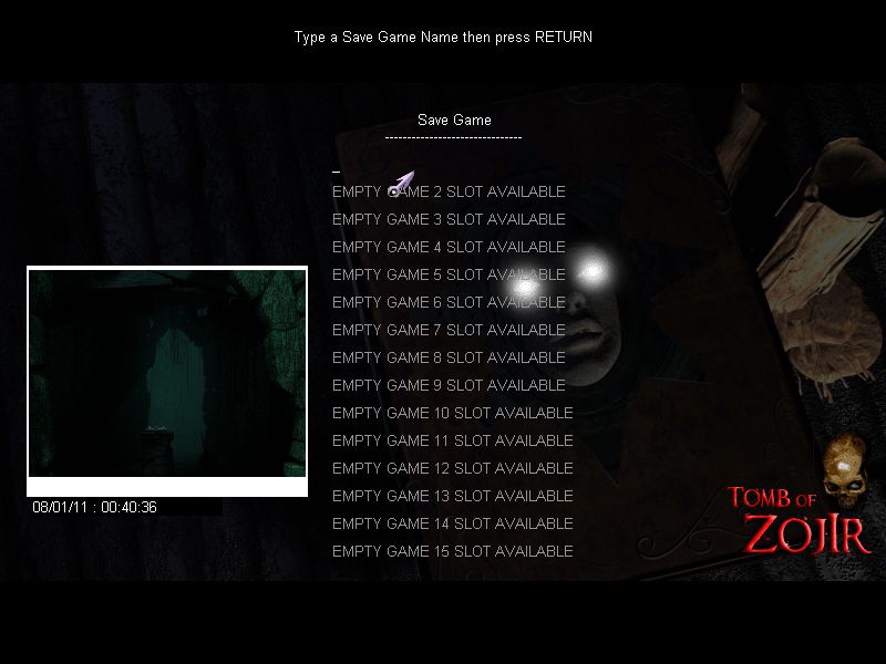 Tomb of Zojir: Last Half of Darkness (Windows) screenshot: You have more save game slots than in previous games.