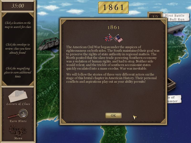 Hidden Mysteries: Civil War - Secrets of the North & South (Macintosh) screenshot: Intro