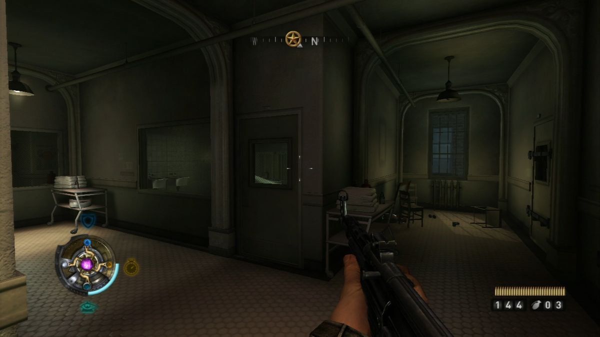 Wolfenstein (PlayStation 3) screenshot: This hospital looks scary enough even without the stealth camouflaged uber-soldier.