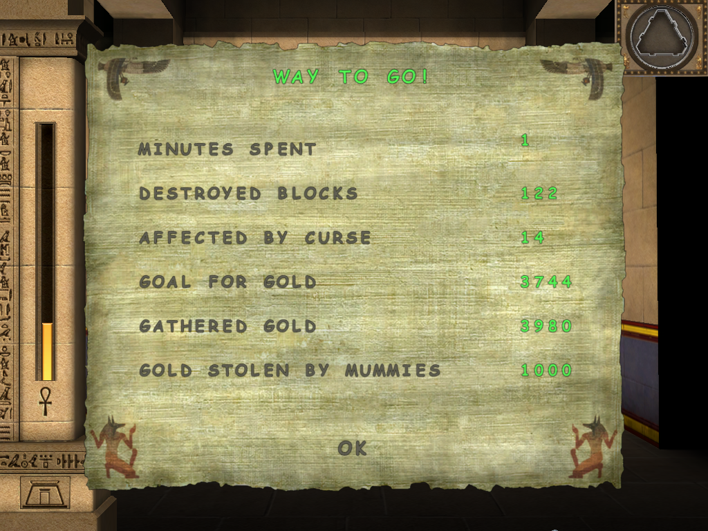 The Great Pharaoh (Windows) screenshot: Level complete.