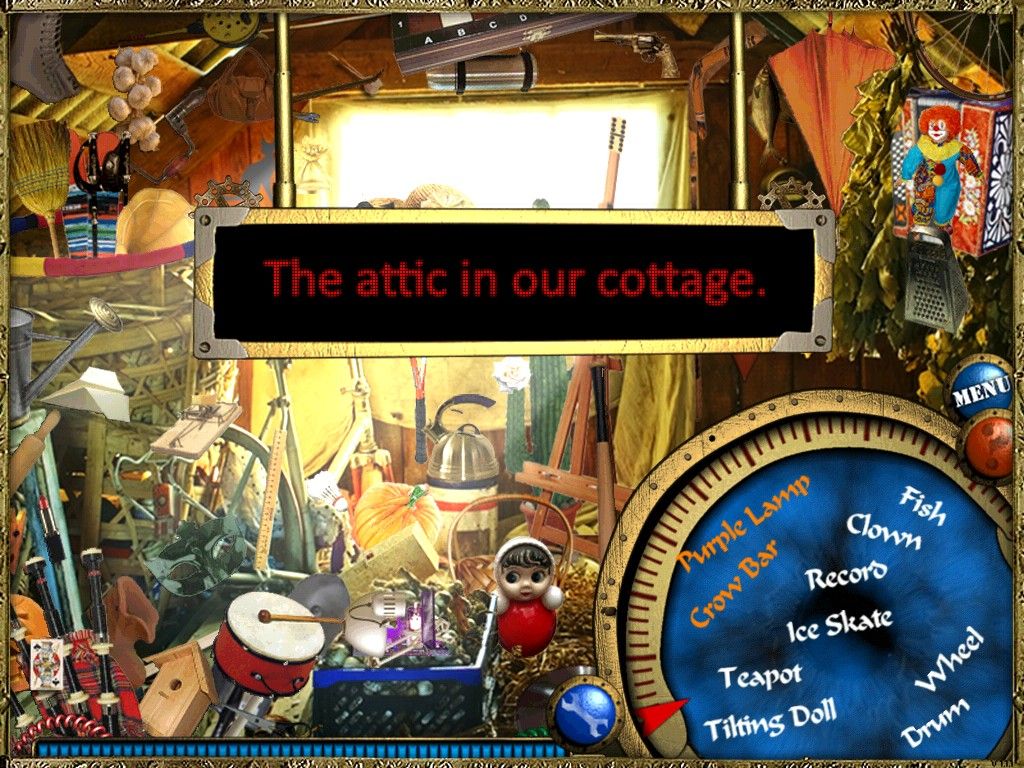 The Mysterious Past of Gregory Phoenix (iPad) screenshot: The attic in our cottage - objects