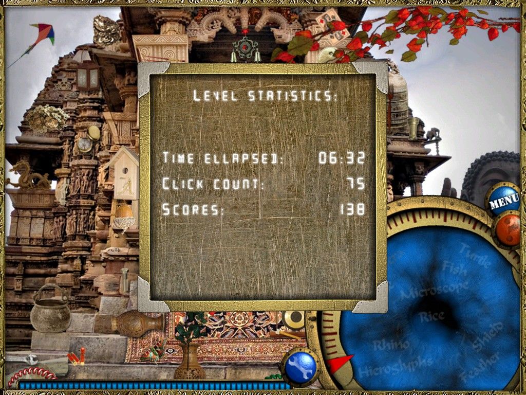The Mysterious Past of Gregory Phoenix (iPad) screenshot: Level stats