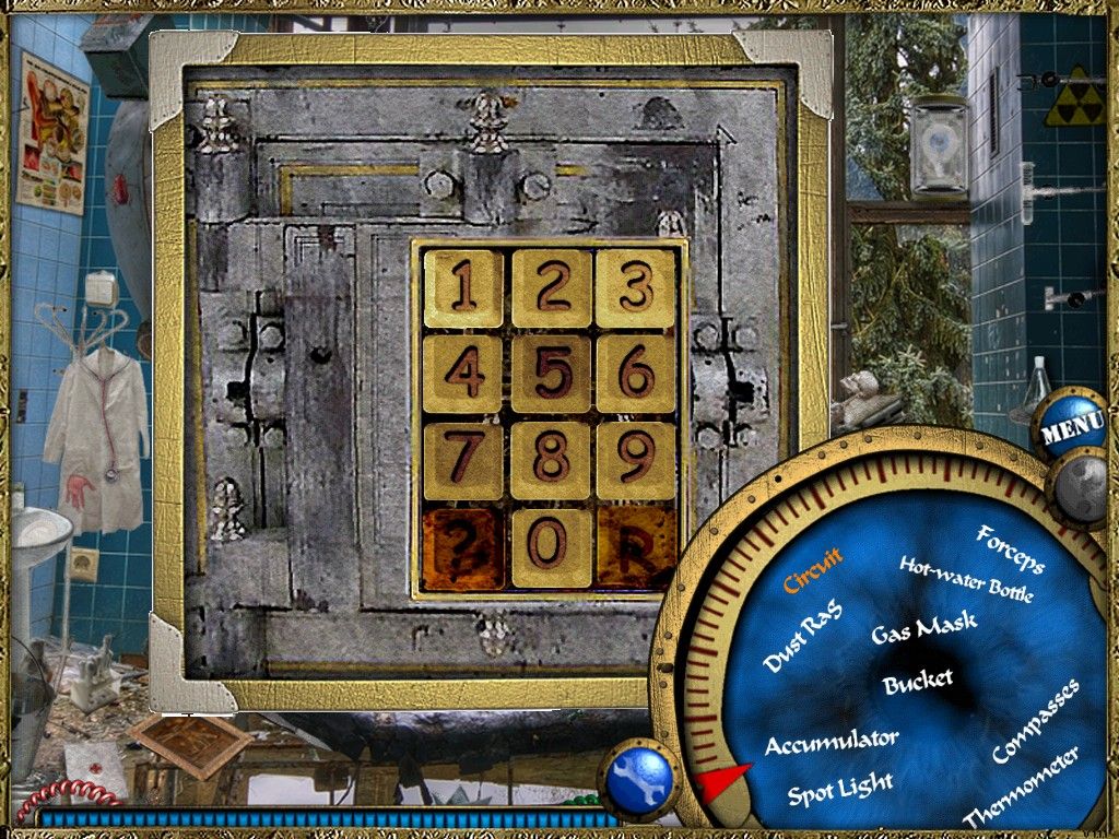 The Mysterious Past of Gregory Phoenix (iPad) screenshot: The abandoned lab - safe puzzle
