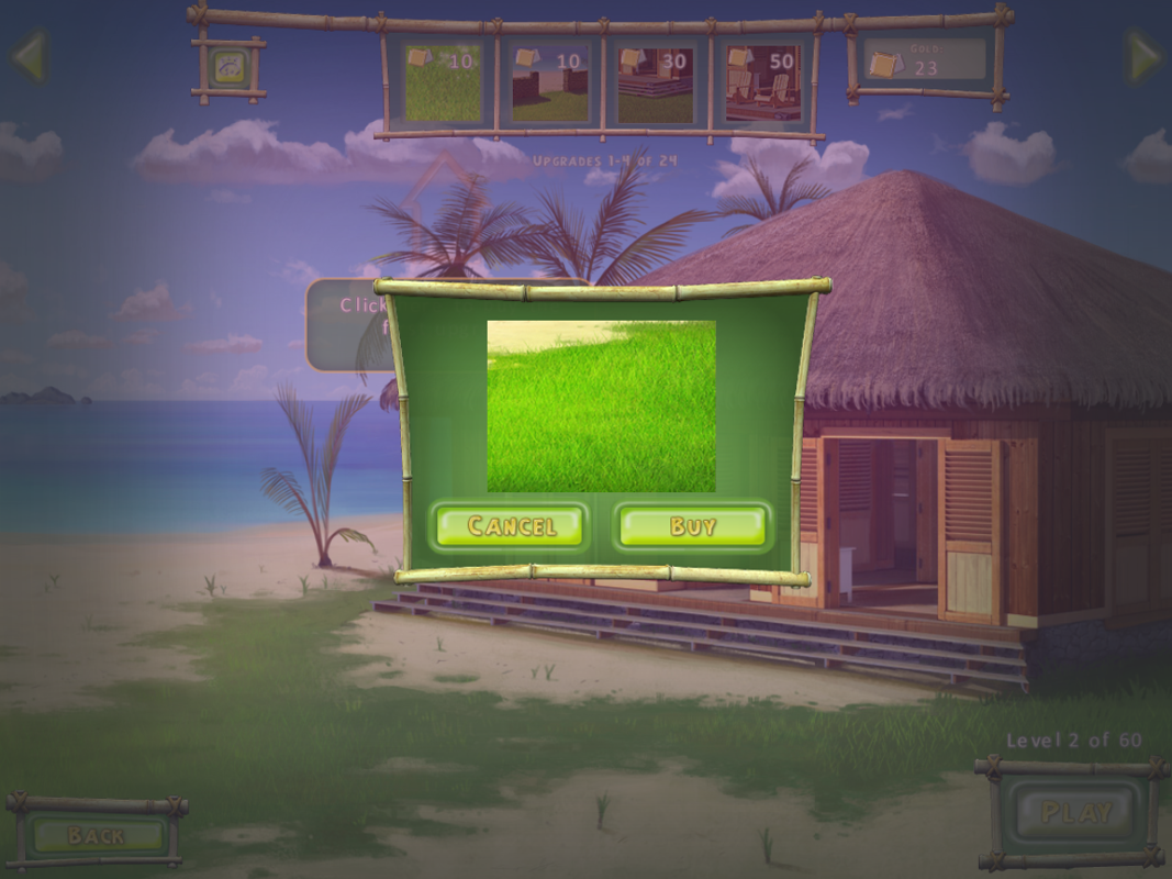Villa Banana (Windows) screenshot: My first upgrade, more grass for the front lawn.