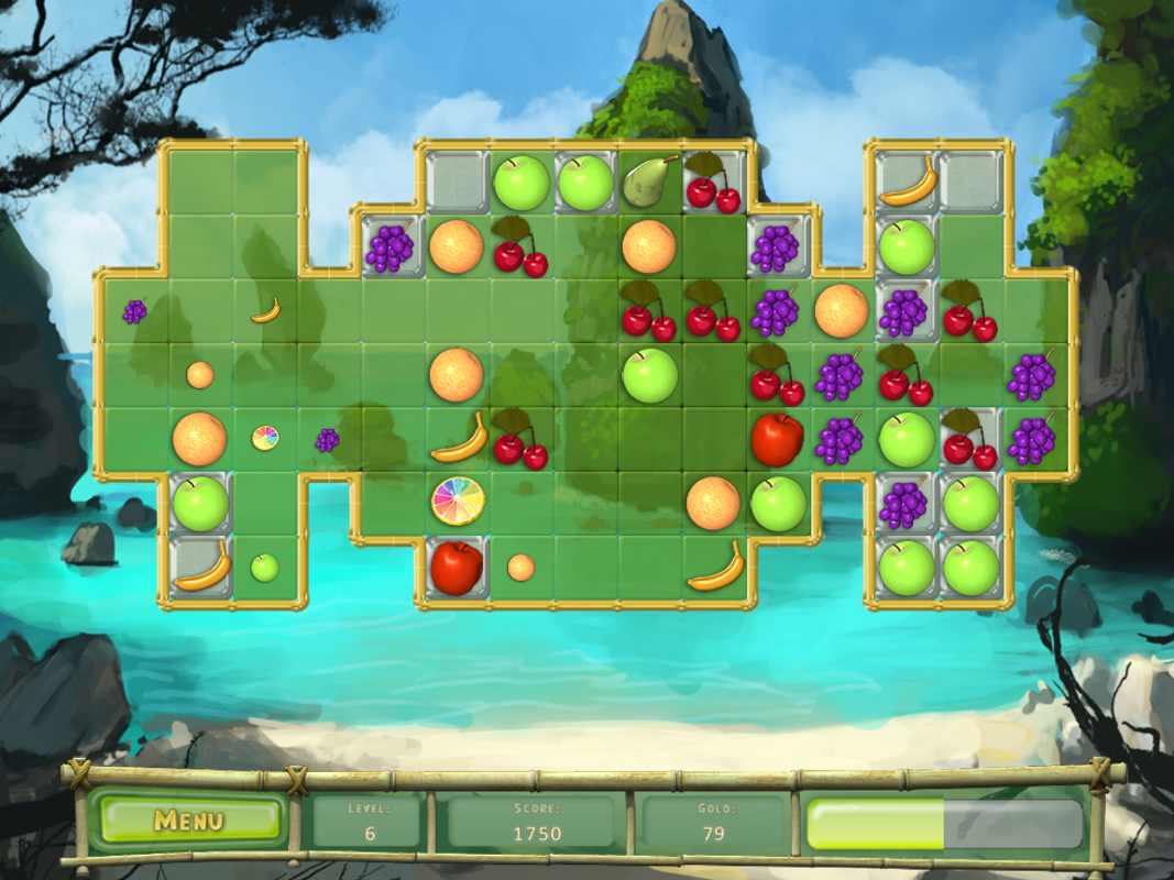 Villa Banana (Windows) screenshot: There is a rainbow lemon on the board and another one growing.