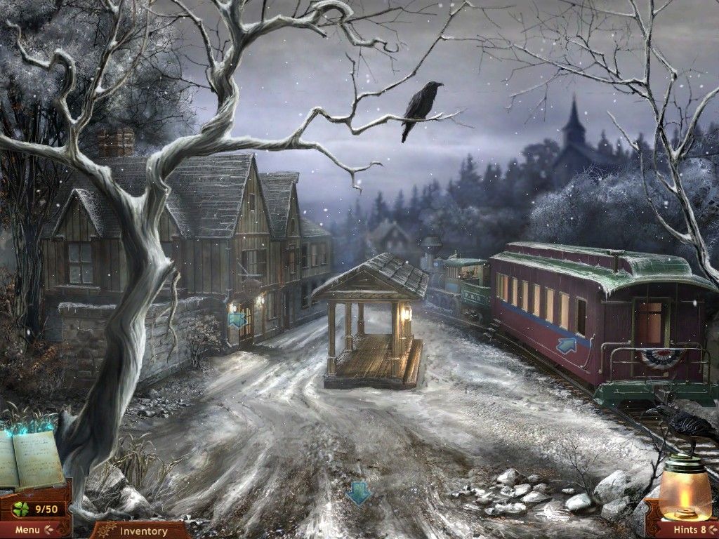 Midnight Mysteries: Salem Witch Trials (iPad) screenshot: Past Inn and Presidential train