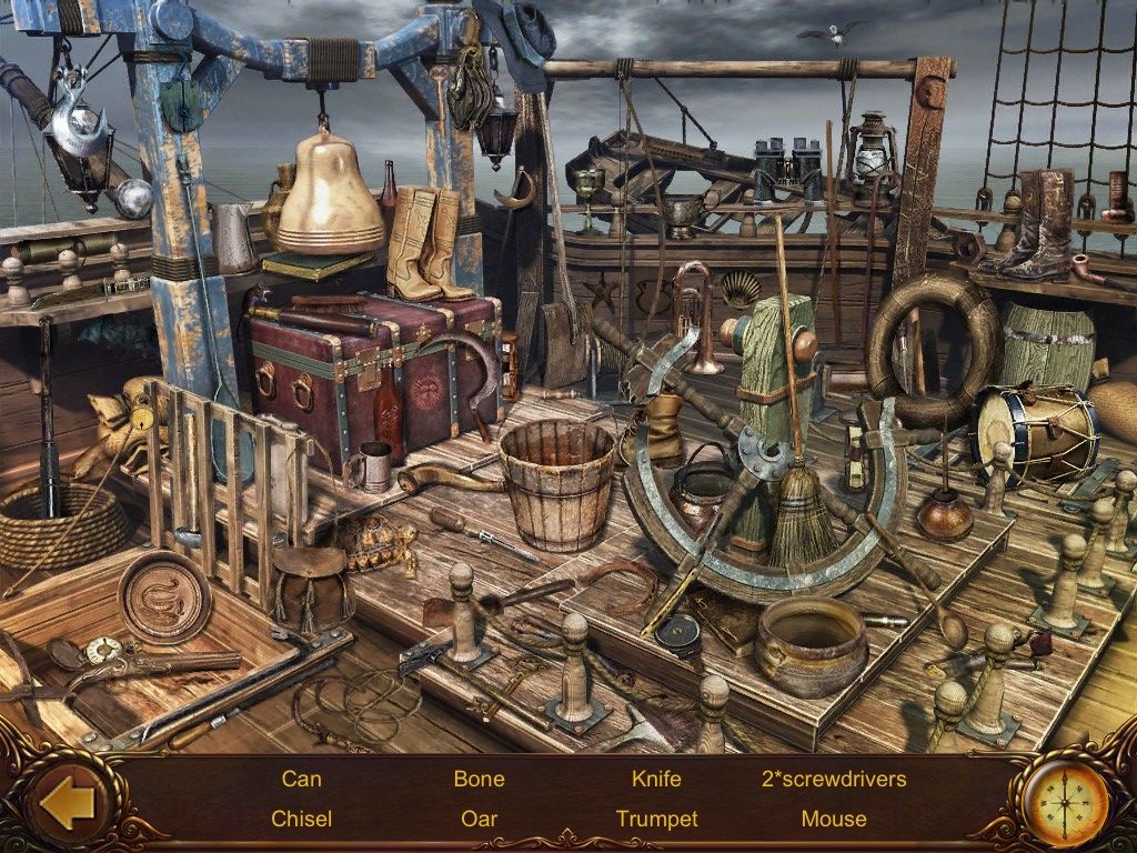 Vampire Saga: Pandora's Box (iPad) screenshot: Bridge stern - objects