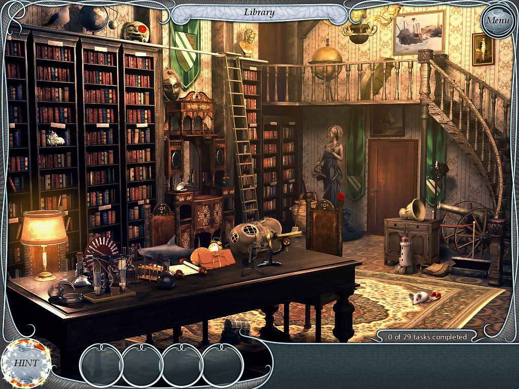Treasure Seekers: Follow the Ghosts (Windows) screenshot: Game start - Library