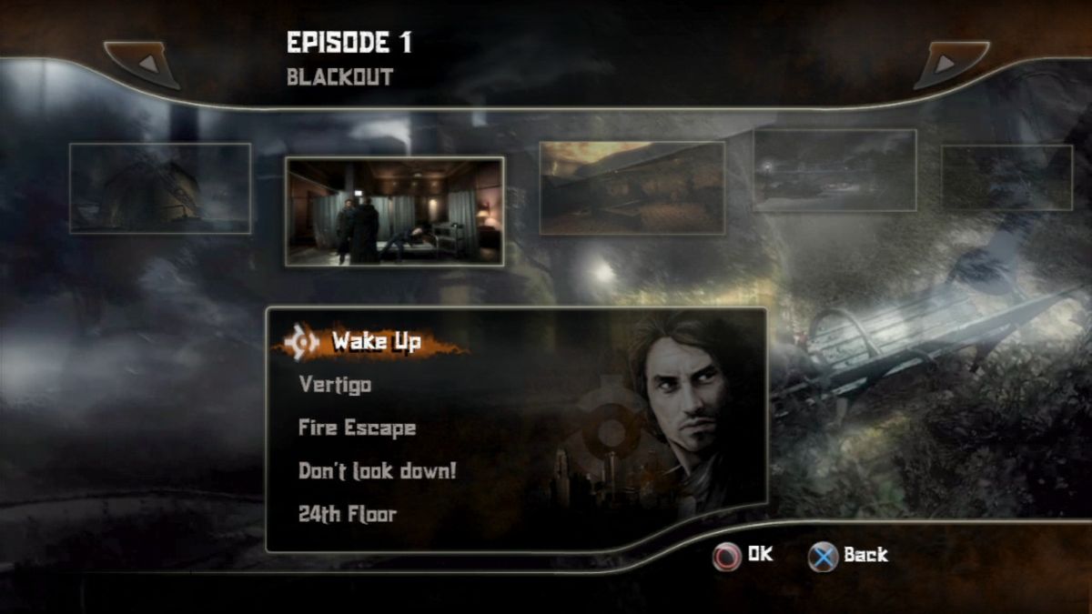 Alone in the Dark: Inferno (PlayStation 3) screenshot: You can start the game from any episode at any time without having to finish one in order to continue.