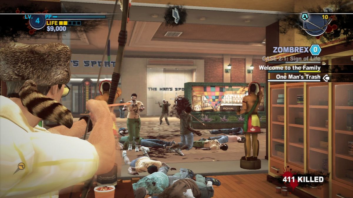 Dead Rising 2 (PlayStation 3) screenshot: Any similarity with Davy Crockett is purely coincidental.