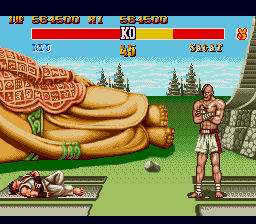 Street Fighter II: Champion Edition (Genesis) screenshot: Sagat laughs it off