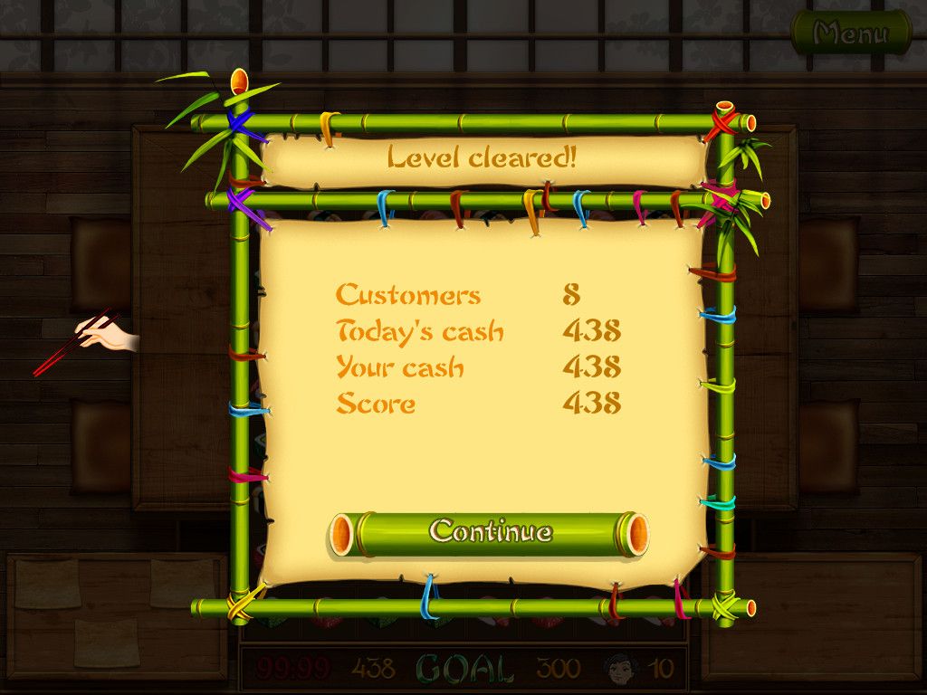 Asami's Sushi Shop (Windows) screenshot: Level cleared!