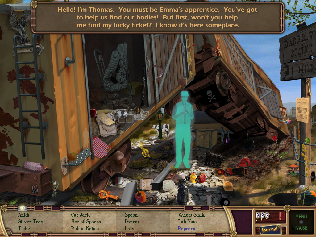 Hidden in Time: Looking-glass Lane (Windows) screenshot: Meet Thomas. I think he was on the train.