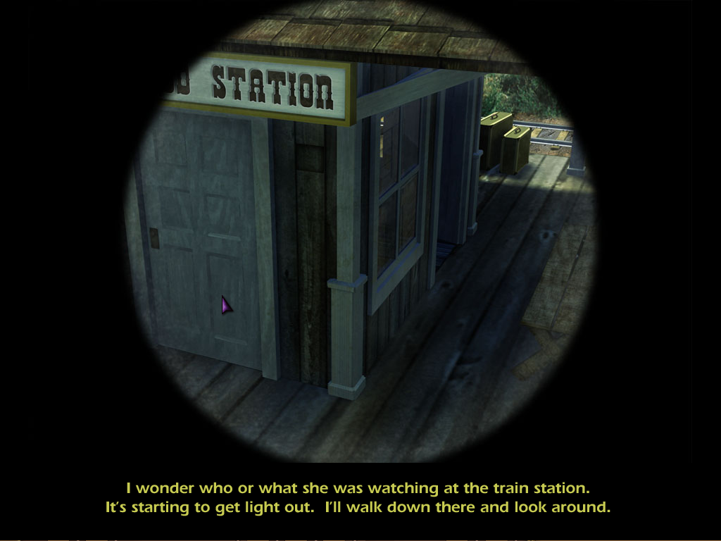 Hidden in Time: Looking-glass Lane (Windows) screenshot: Hmm. The telescope has been looking at the train station. This needs investigating.