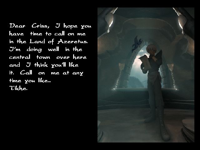 Liath: WorldSpiral (Windows) screenshot: A letter I received from Tikhe, inviting me for a visit.