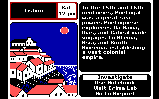Where in Europe is Carmen Sandiego? (DOS) screenshot: Lisbon.
