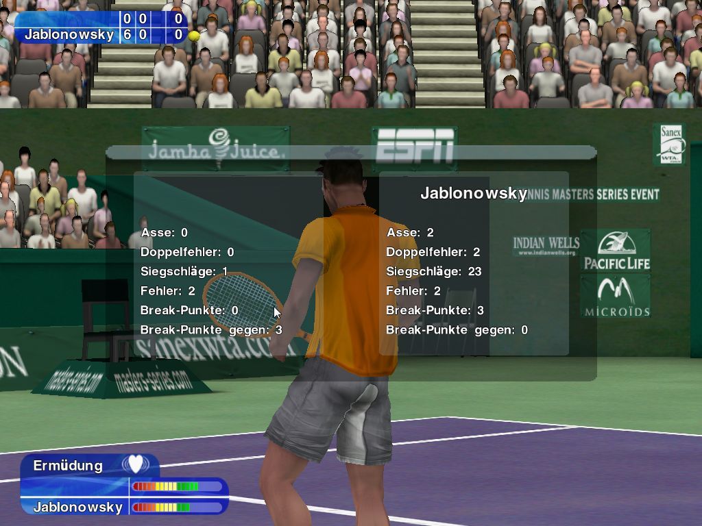 Tennis Masters Series 2003 (Windows) screenshot: OK, I lost this point...