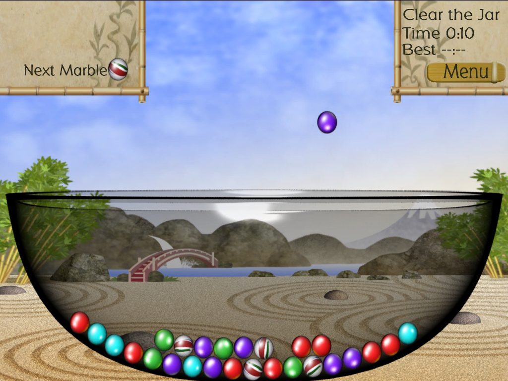 Jar of Marbles (Windows) screenshot: Let the game begin. This is a plain bowl, by the way.