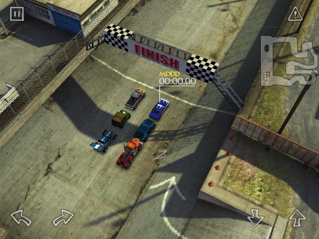 Reckless Racing (iPad) screenshot: Dirt rally race starting on the Construction course