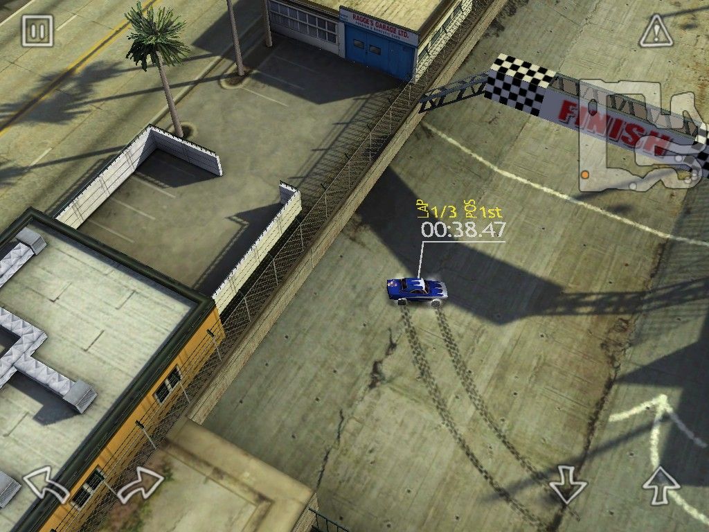 Reckless Racing (iPad) screenshot: Really drifting as I complete lap one