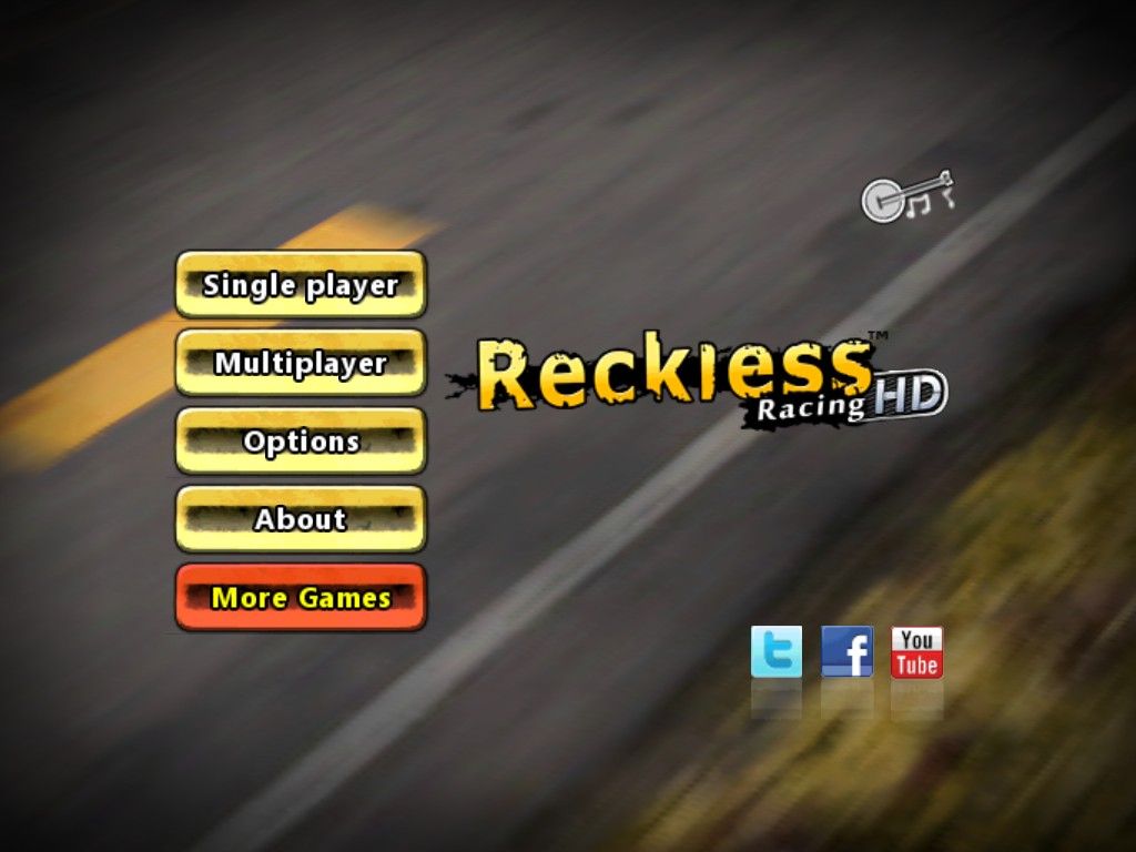 Reckless Racing (iPad) screenshot: Main menu