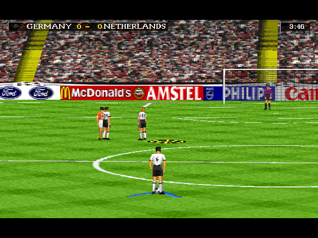 UEFA Champions League 1996/97 (DOS) screenshot: Free Kick.