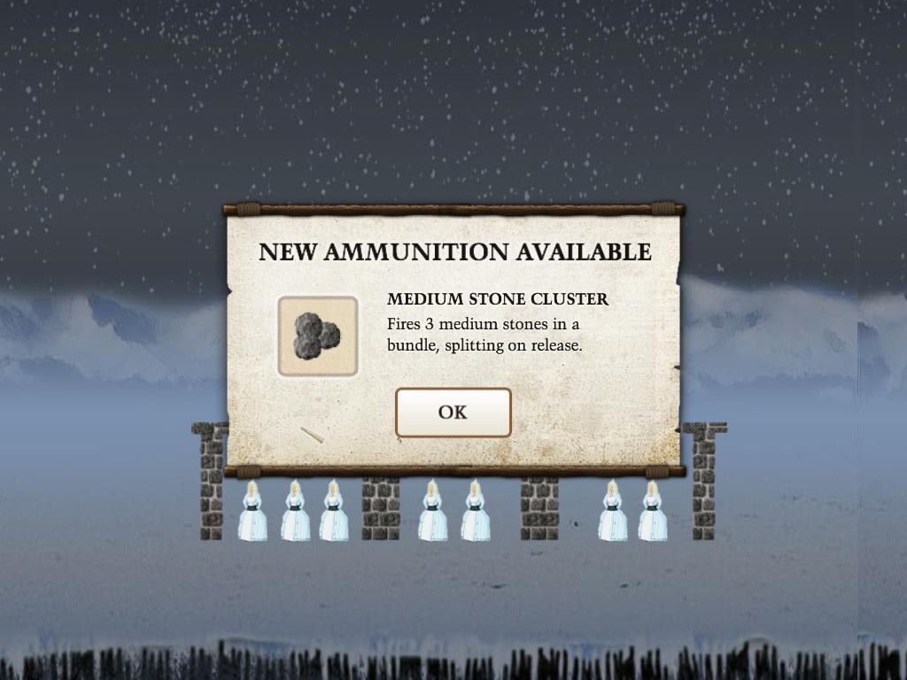 Crush the Castle (iPad) screenshot: Siege progress also provides improved ammunition