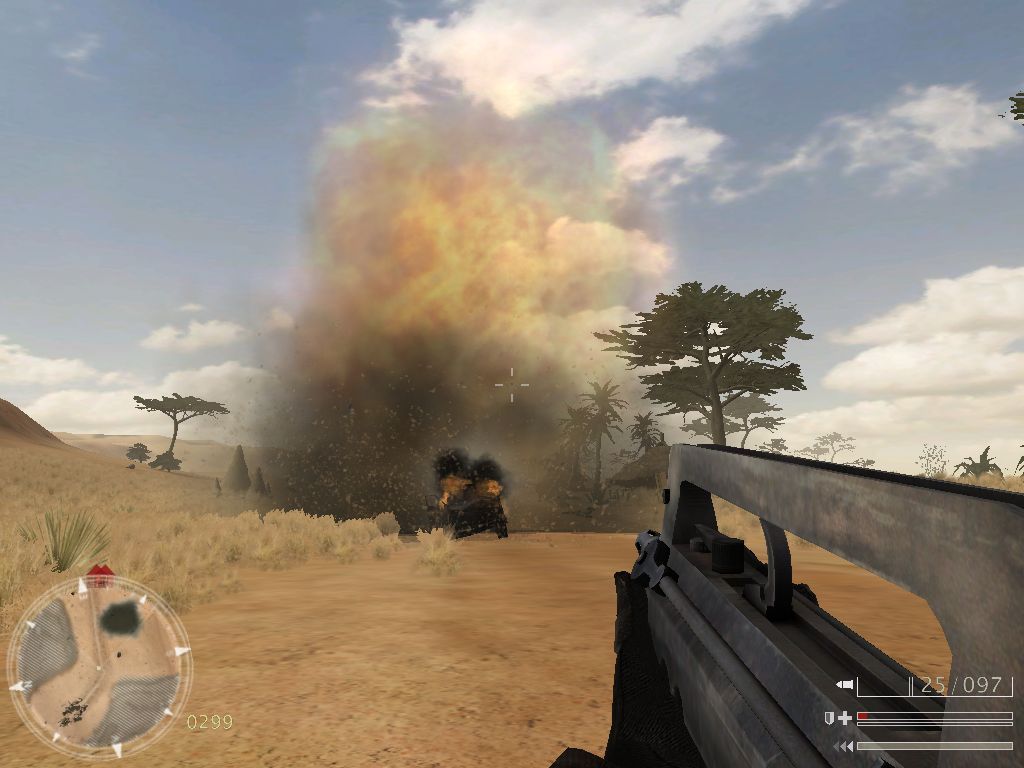 Code of Honor: The French Foreign Legion (Windows) screenshot: Boom! again. Continuing our mission.