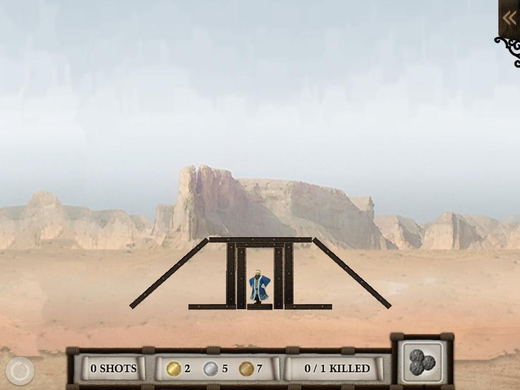 Crush the Castle (iPad) screenshot: Simple but tough - iron construction with angle supports