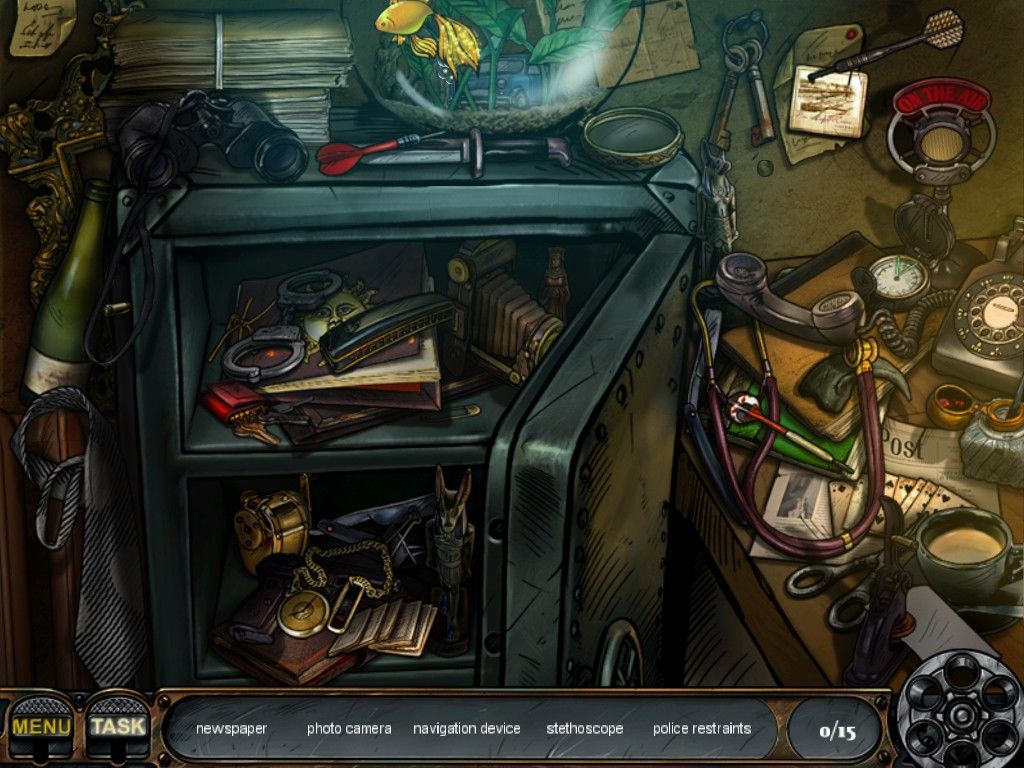 Nick Chase and the Deadly Diamond (iPad) screenshot: Chase's Office safe - objects