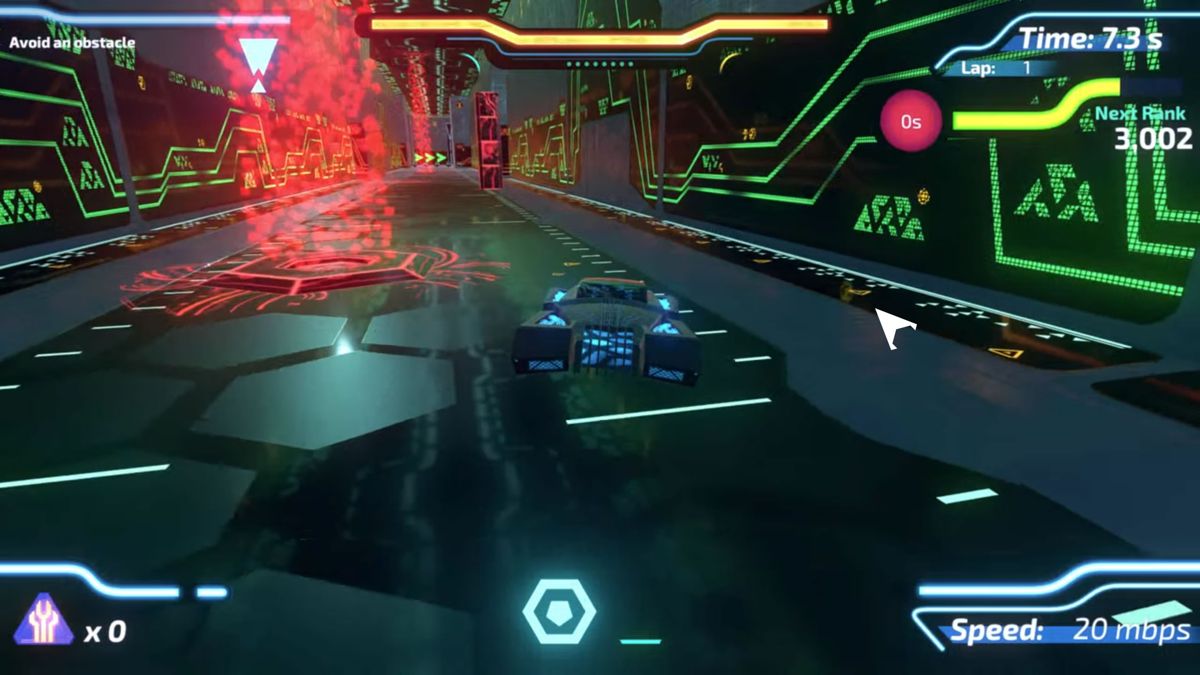 Tri6: Infinite (Stadia) screenshot: Avoiding a deadly trap.