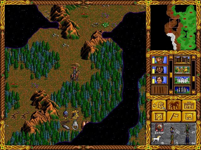 Heroes of Might and Magic (Windows) screenshot: You will need a teleport spell in order to reach these artifacts.