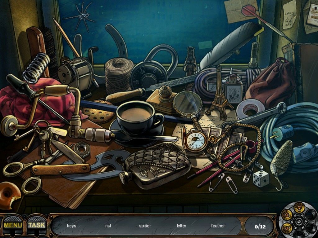 Nick Chase and the Deadly Diamond (iPad) screenshot: Archive Outside guard shack - objects