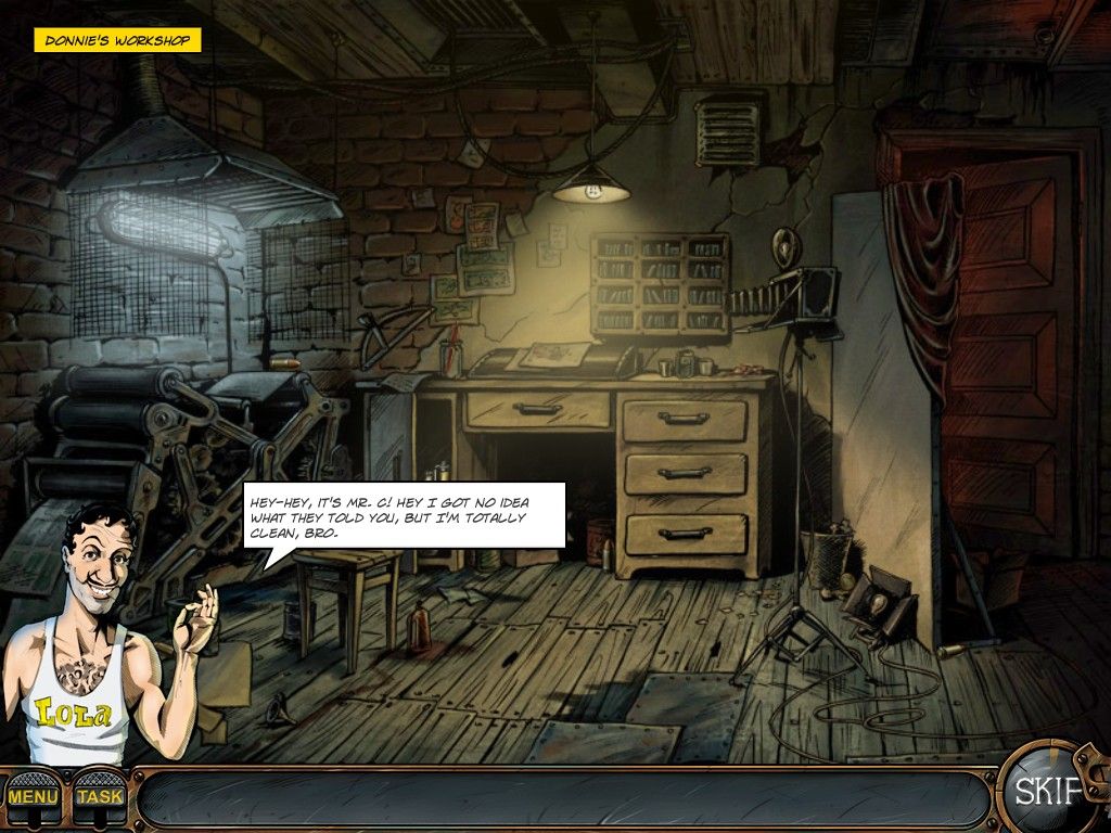 Nick Chase: A Detective Story (iPad) screenshot: Donnie's Workshop