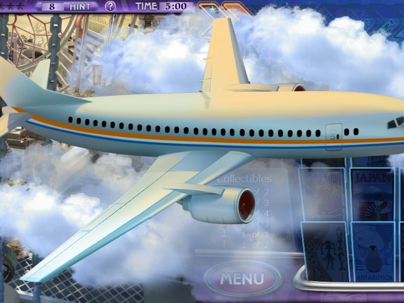 Little Shop: World Traveler (Macintosh) screenshot: Flying from site to site transition