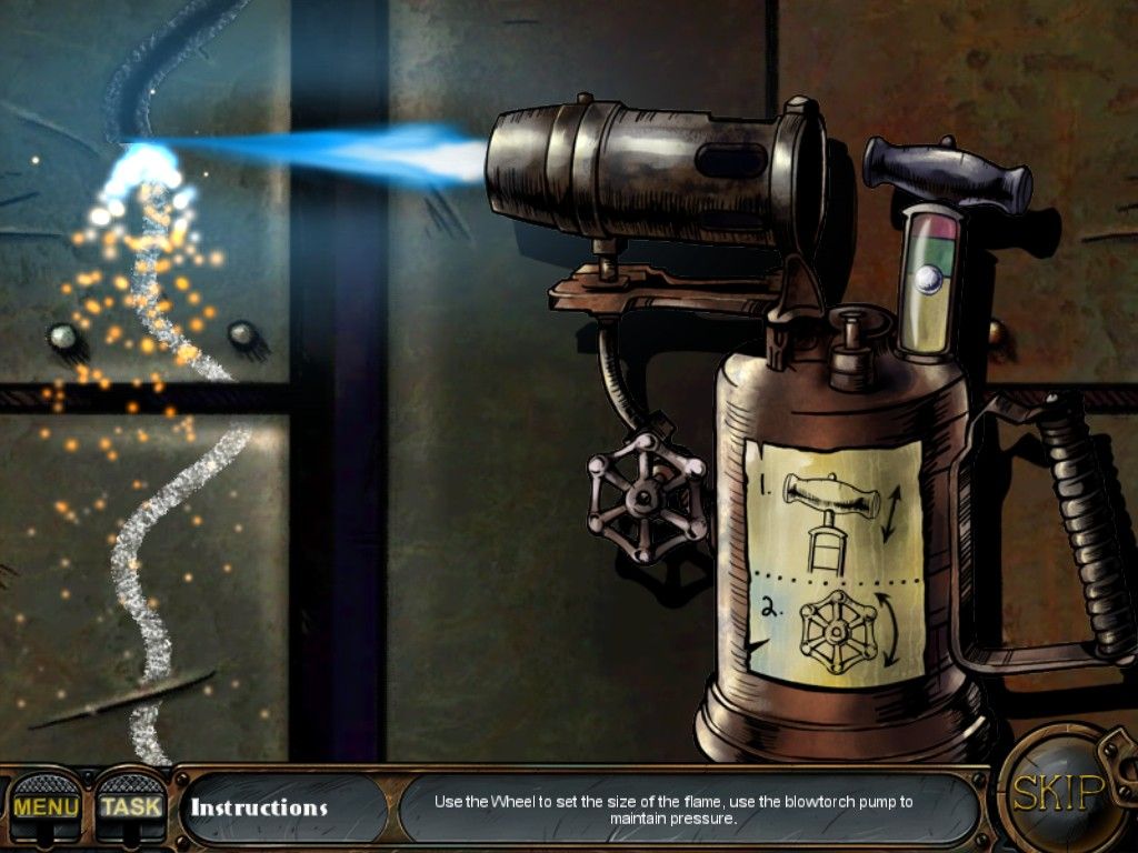 Nick Chase and the Deadly Diamond (iPad) screenshot: Blowtorch cutting door open
