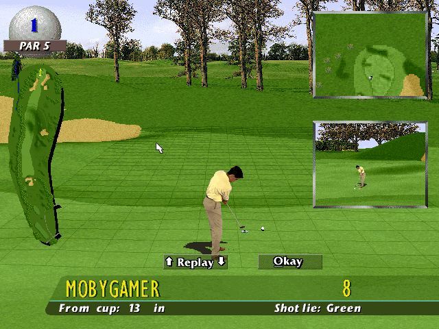 PGA European Tour (DOS) screenshot: This is a replay of MOBYGAMER's best putt