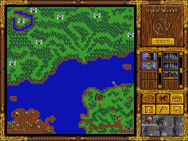 Heroes of Might and Magic (Windows) screenshot: You can zoom out the map to see the full level.