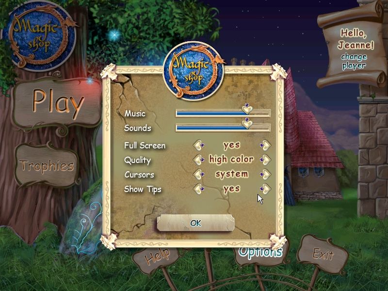 Magic Shop (Windows) screenshot: The options