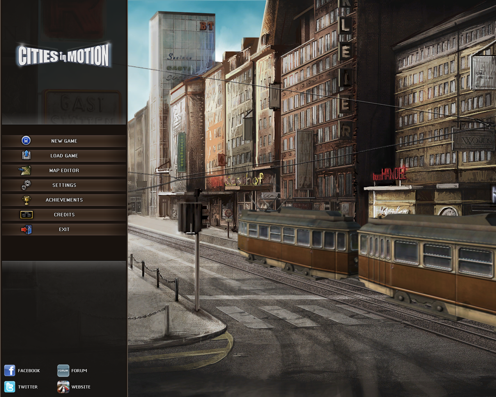 Cities in Motion (Windows) screenshot: Menu screen.
