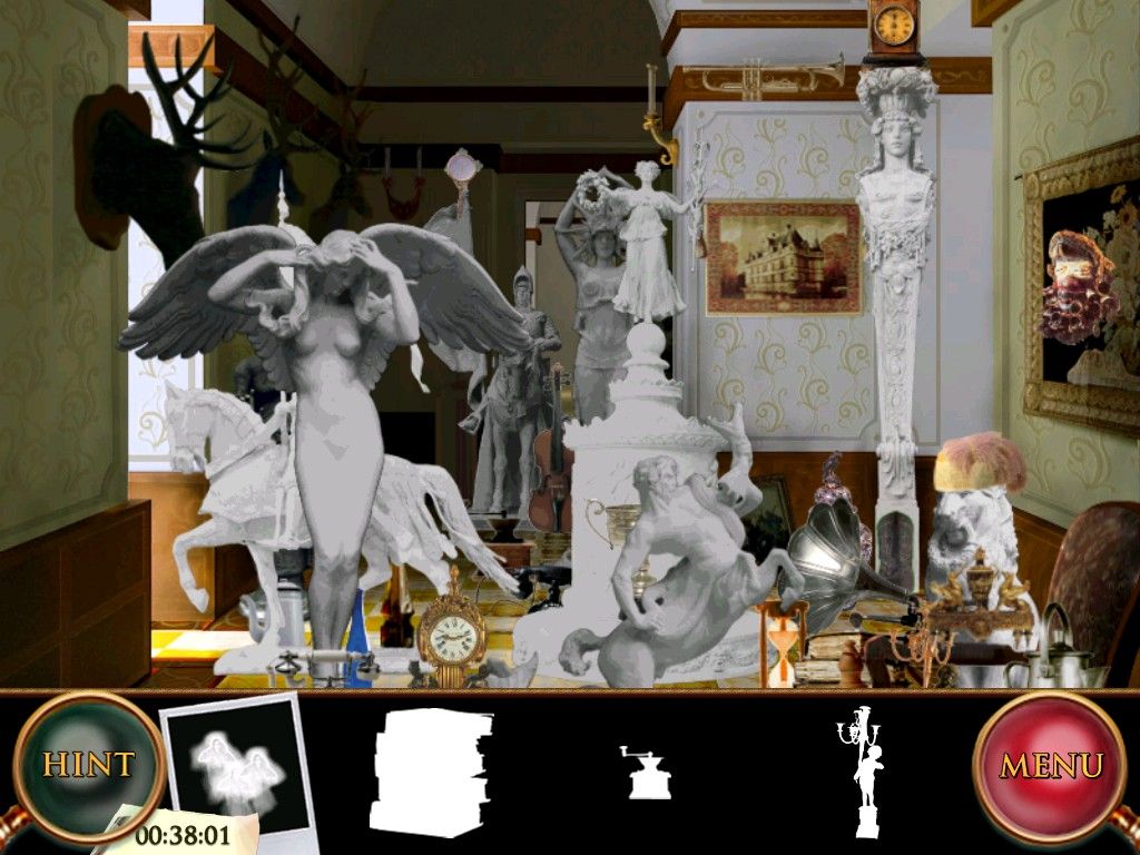 The Unicorn Castle (iPad) screenshot: Statue - silhouettes