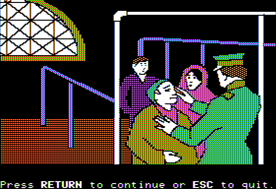 Microzine #16 (Apple II) screenshot: Tickets to America - Arriving on Ellis Island