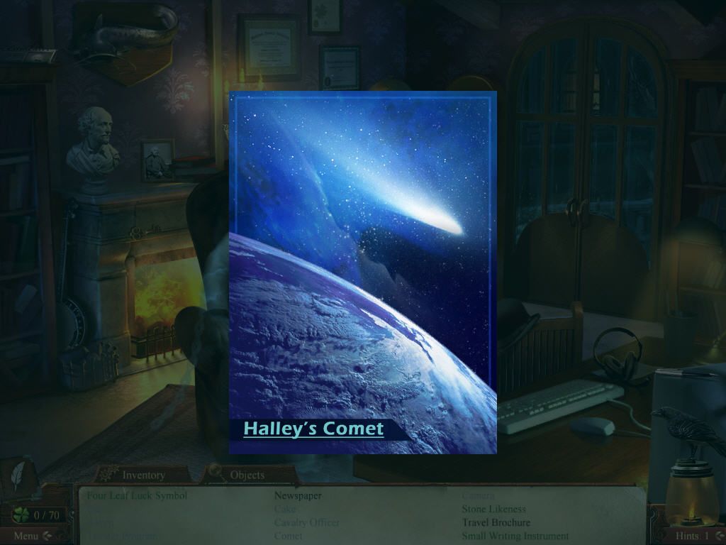 Midnight Mysteries: Devil on the Mississippi (Windows) screenshot: Halley's Comet - referencing Samuel Clemens real life