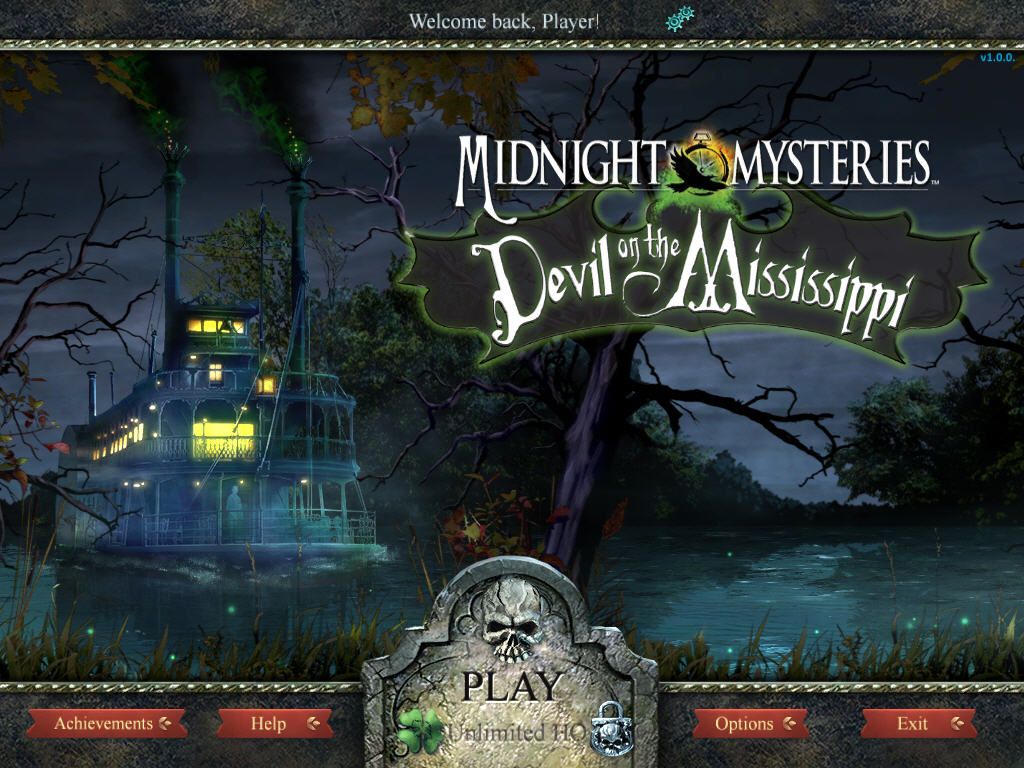 Midnight Mysteries: Devil on the Mississippi (Windows) screenshot: Main menu