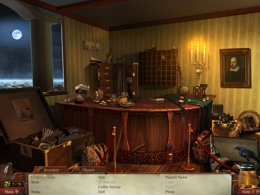 Midnight Mysteries: Devil on the Mississippi (Windows) screenshot: Riverboat front desk - objects